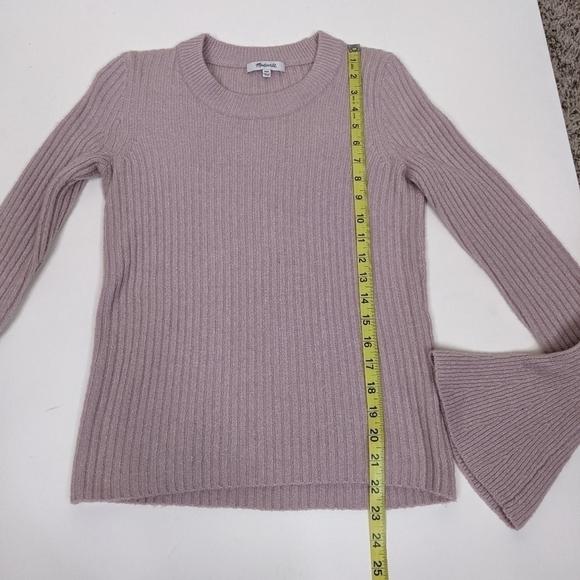 Madewell Bell Sleeve Ribbed Crew Neck Wool Blend Blush Pink Sweater - Picture 9 of 9
